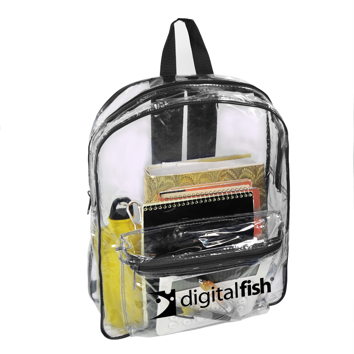 CLEAR TRANSPARENT BACKPACK W/ FRONT POCKET