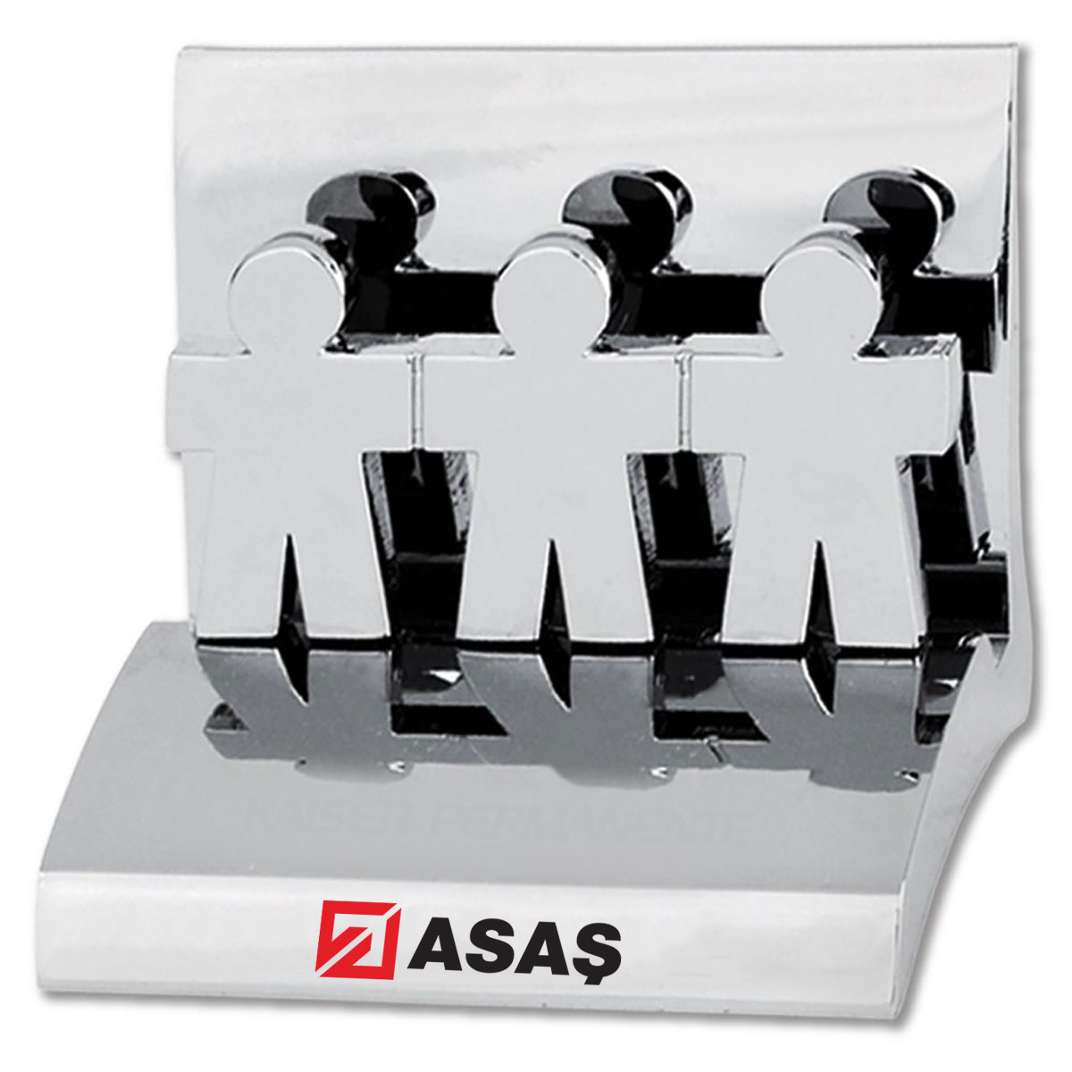 HOLDING HANDS CHROME BUSINESS CARD HOLDER