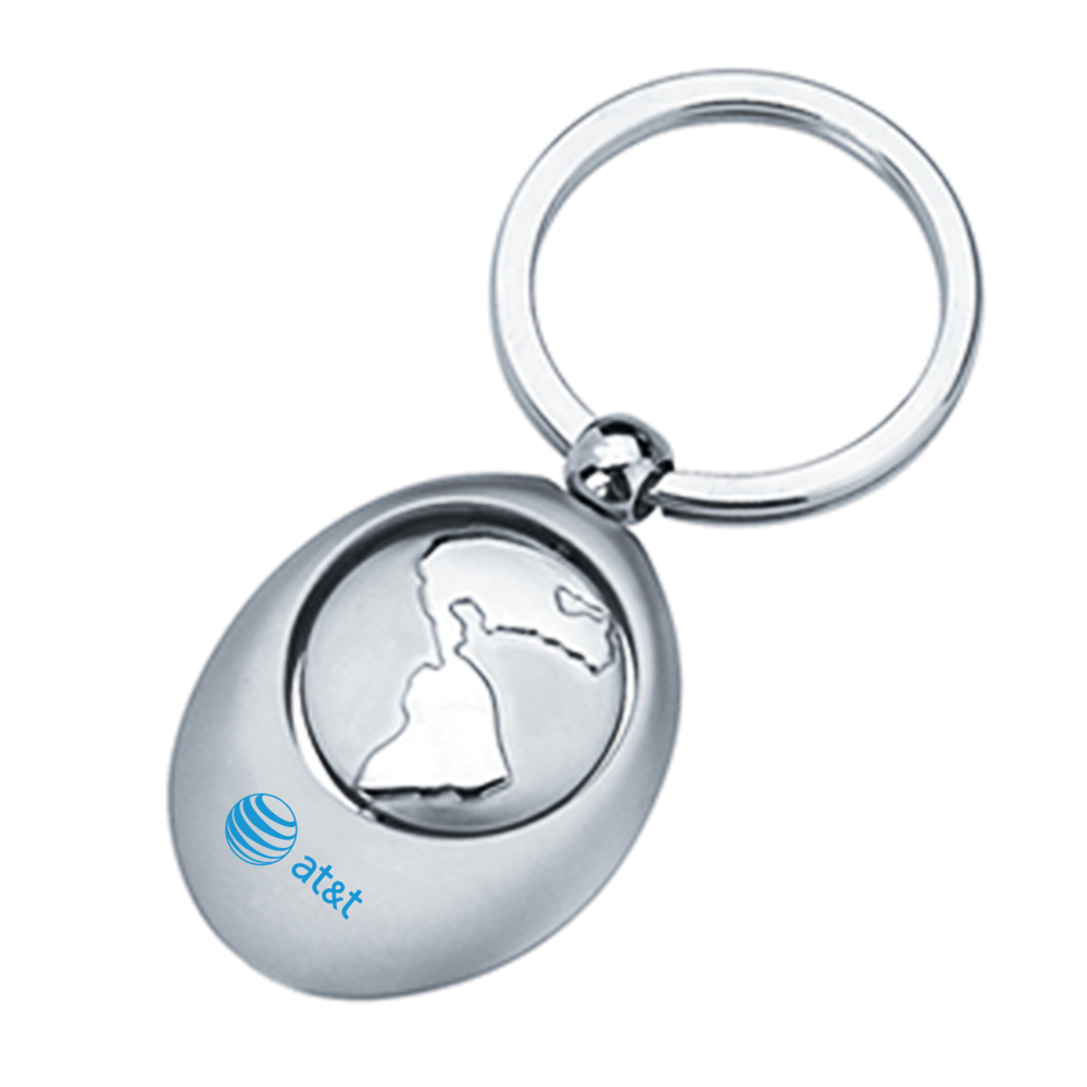 SILVER GLOBE SWIVEL KEYRING