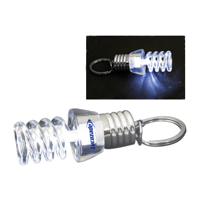 MINIATURE LED SPIRAL LIGHTBULB KEYCHAIN