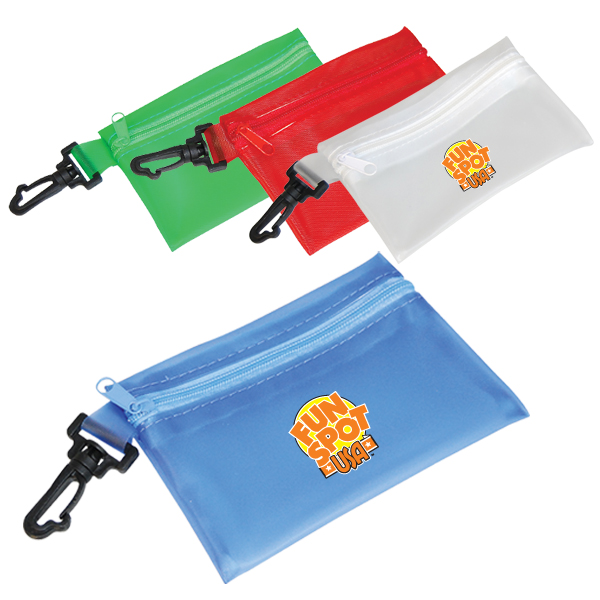 EVERYDAY VINYL ZIPPERED POUCH W/ CLIP
