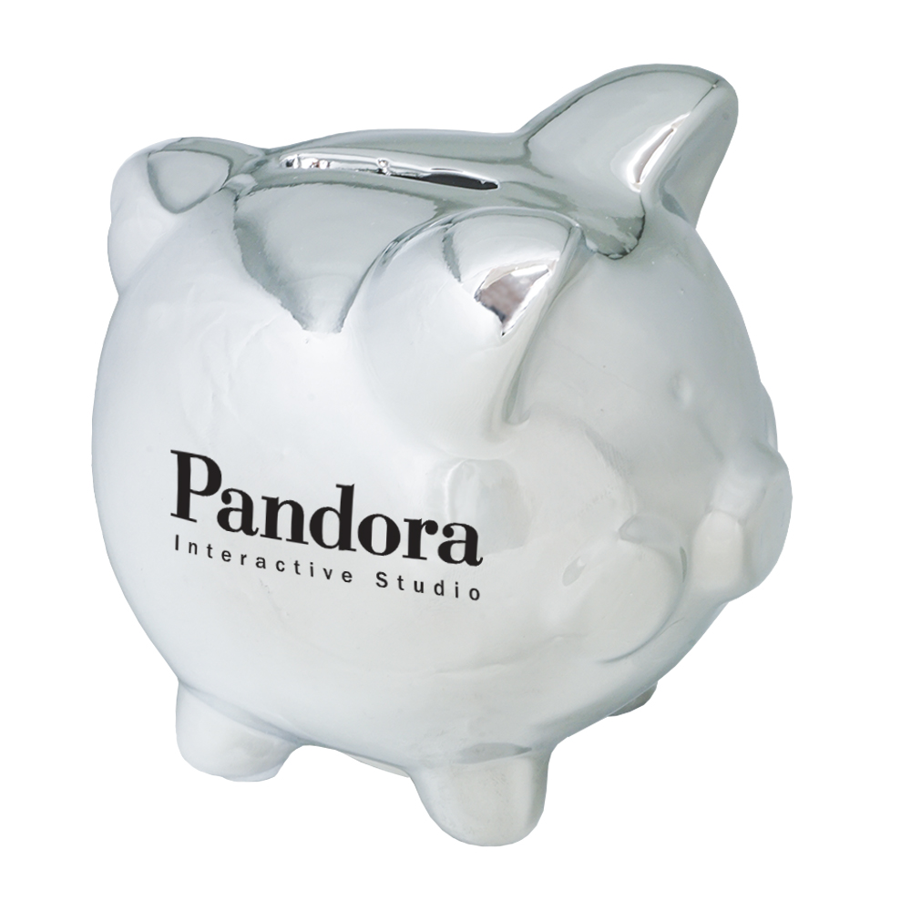 METALLIC SILVER CERAMIC PIGGY BANK