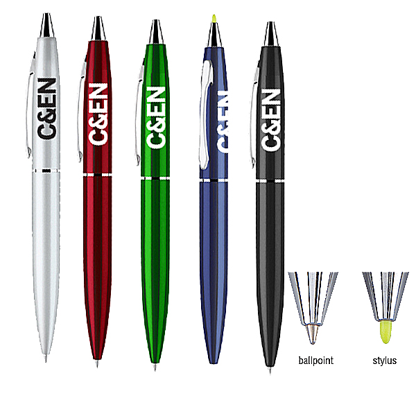 OLIMPIO BRASS BALLPOINT TWIST ACTION PEN W/ STYLUS