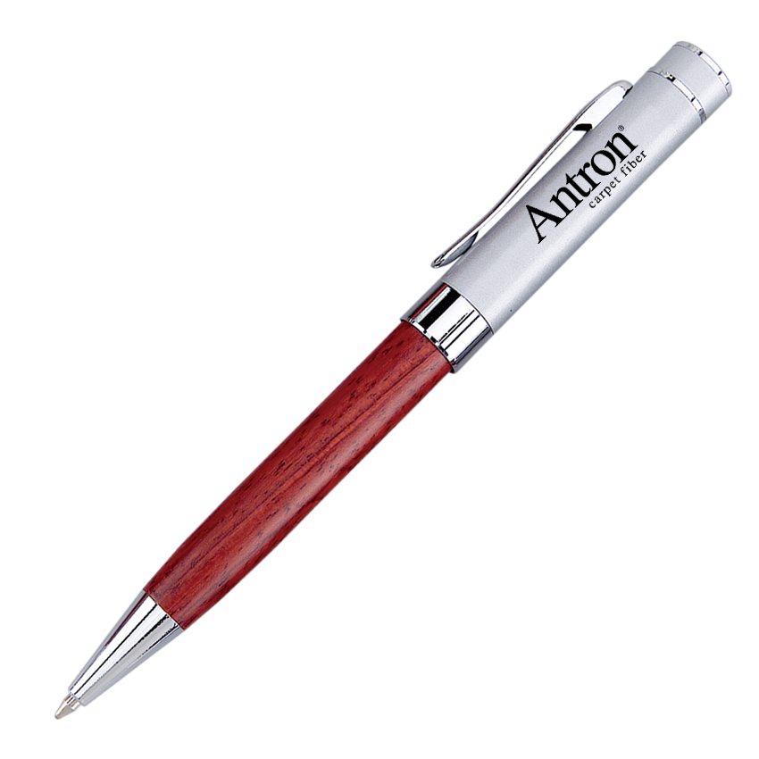 IVY TWIST ACTION BALLPOINT WOOD PEN W/ SATIN CHROME CAP