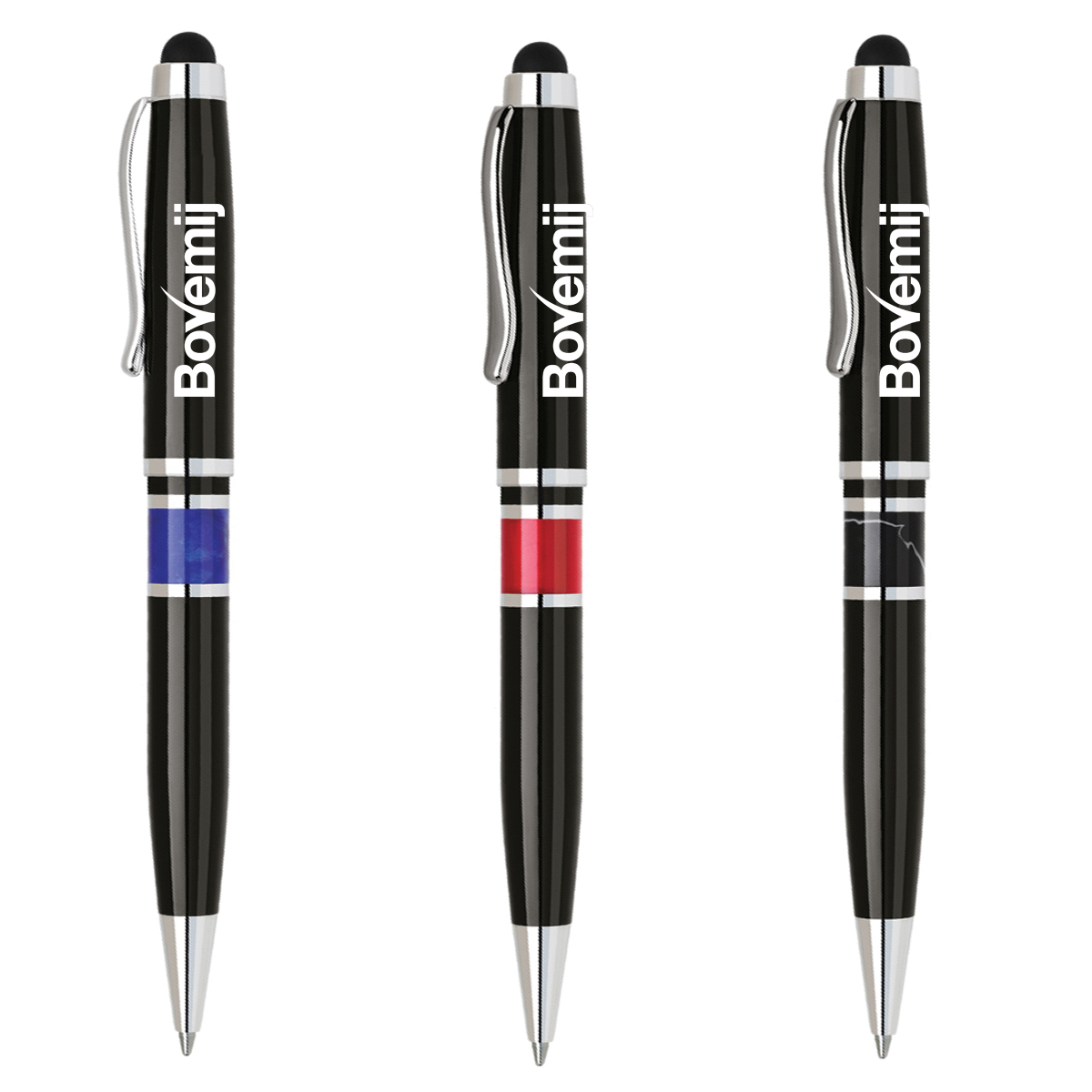 GISELLE TWIST ACTION BRASS BALLPOINT PEN W STYLUS