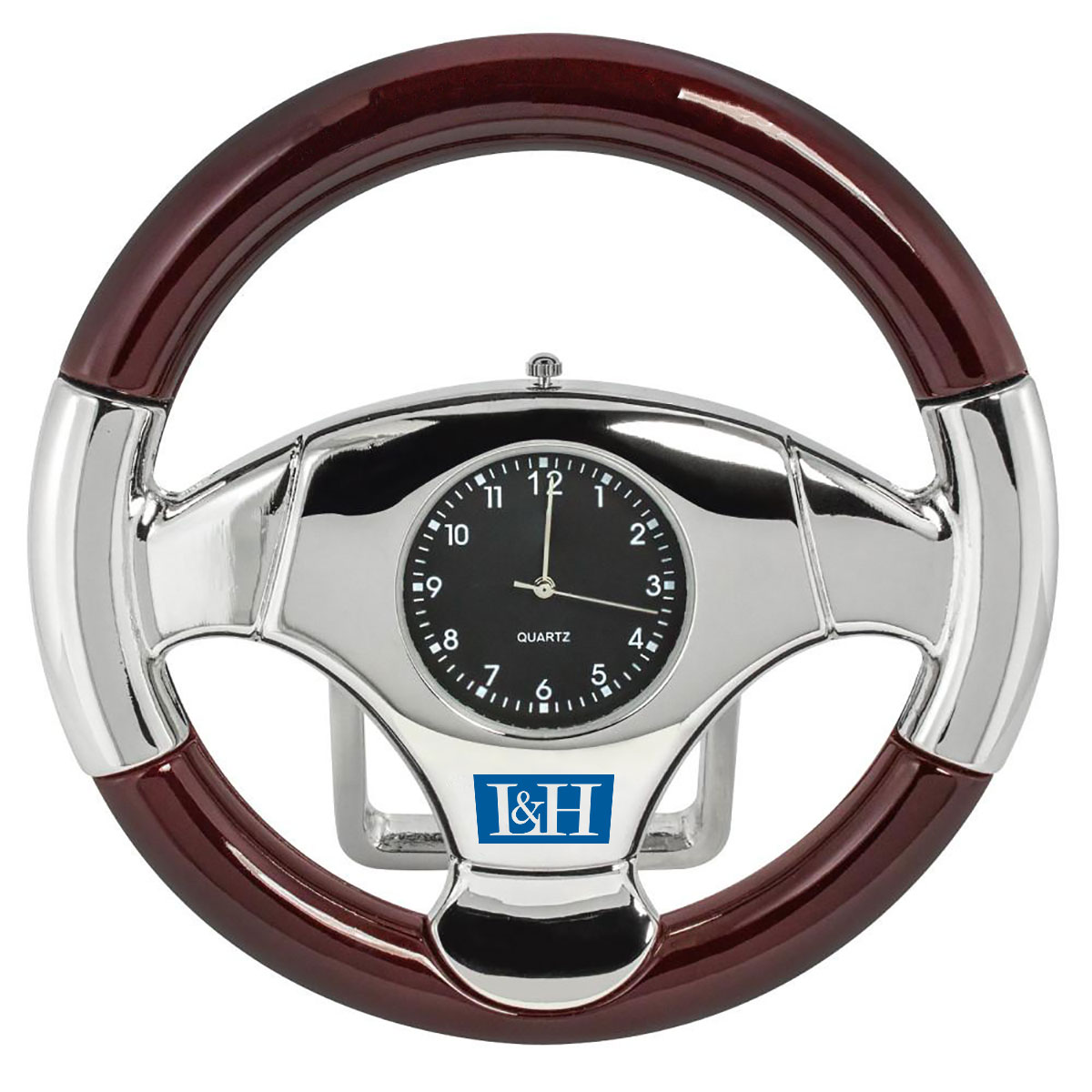 WOOD STEERING WHEEL CLOCK