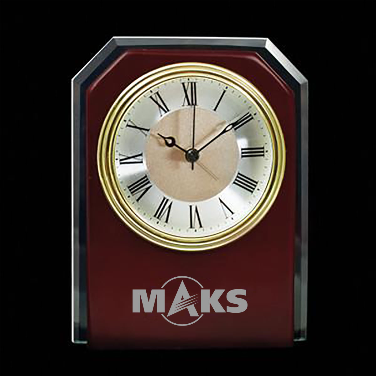 SABIN WOOD CLOCK WITH GLASS TRIM