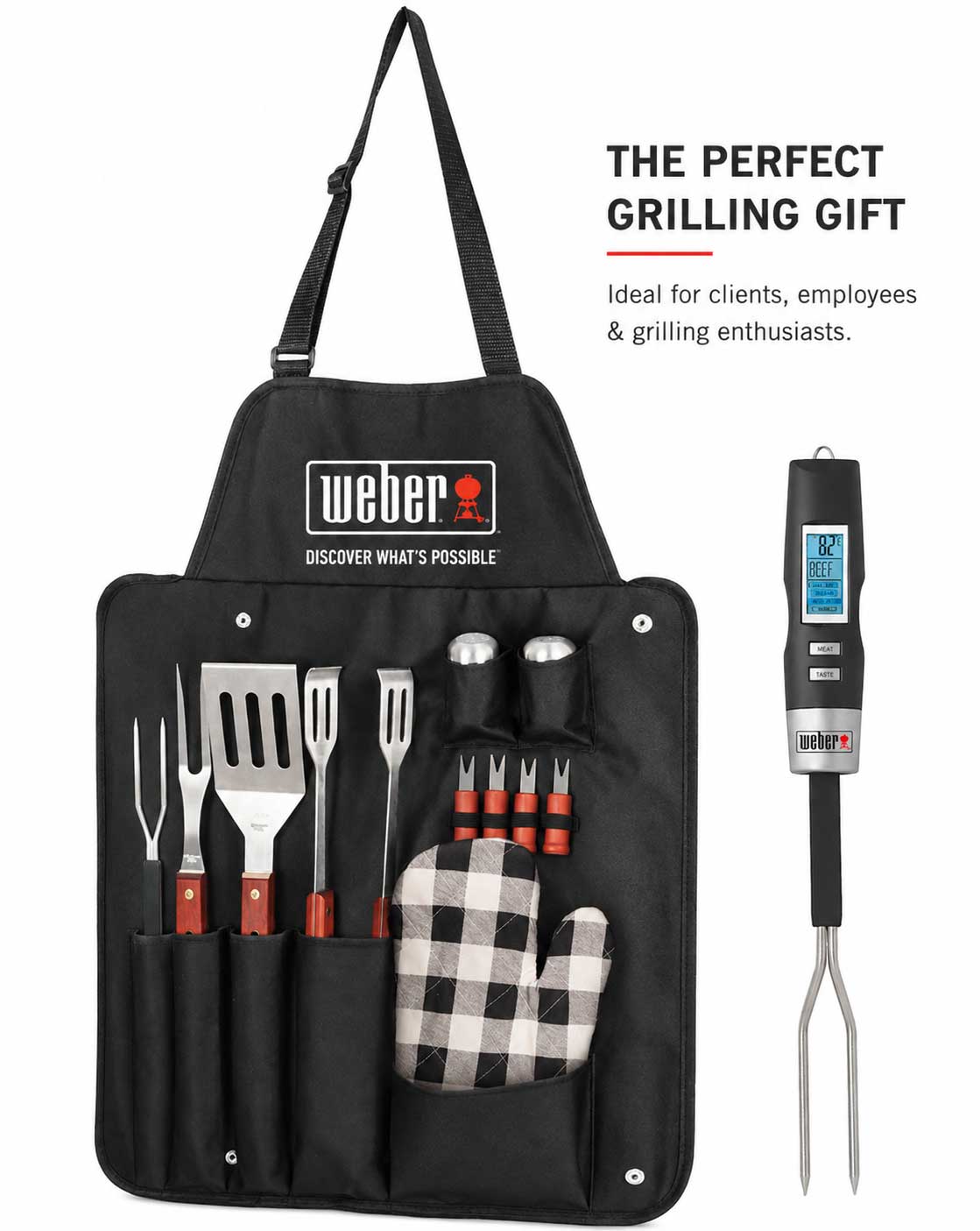 GRILL MASTER BBQ APRON SET WITH DIGITIAL THERMOMETER
