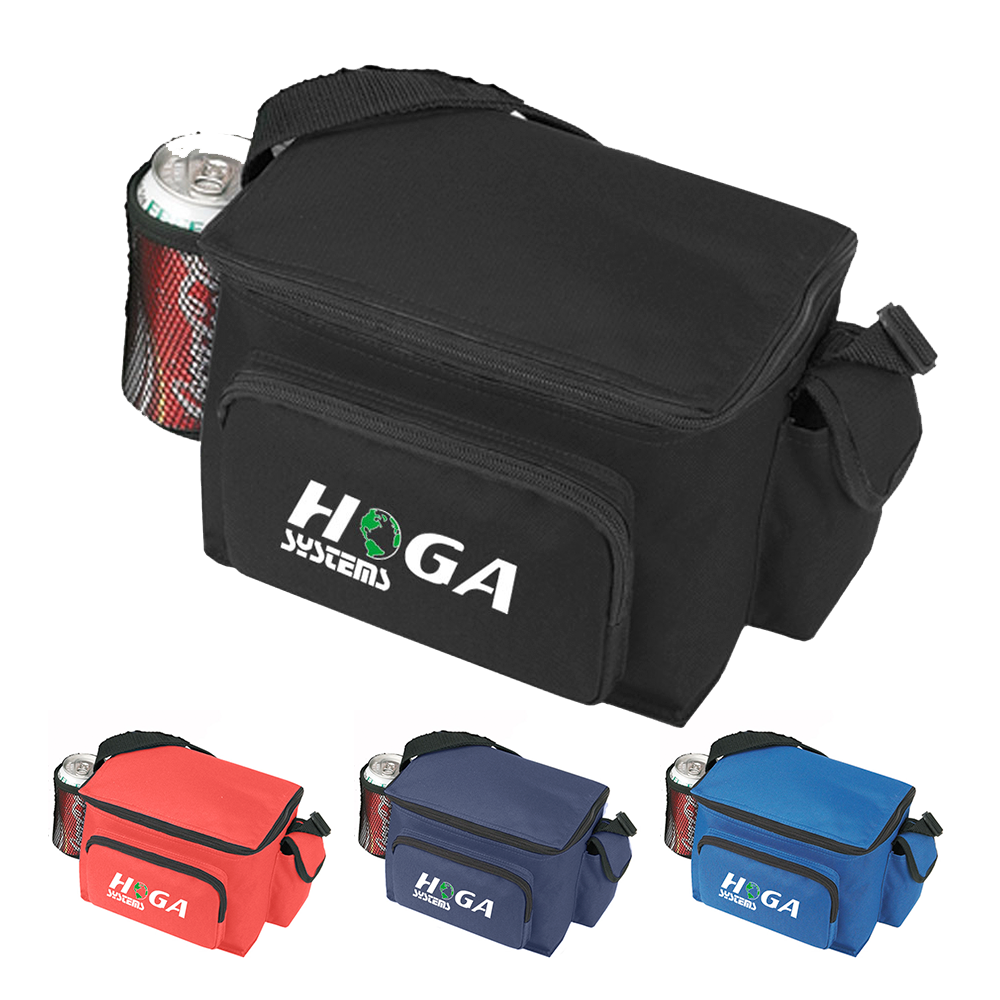 6 PACK POLY COOLER W/BOTTLE HOLDER