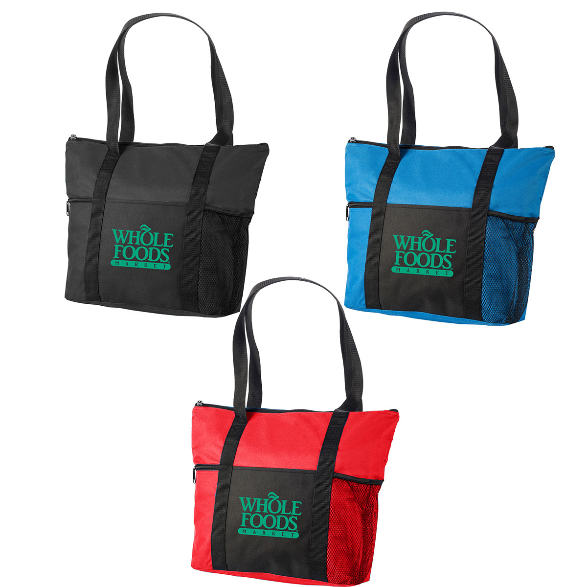 TRAVEL ZIPPER TOTE W/ SIDE MESH POCKET
